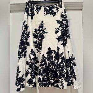 GAP Classic Cotton White & Navy Floral Midi Skirt Size 0